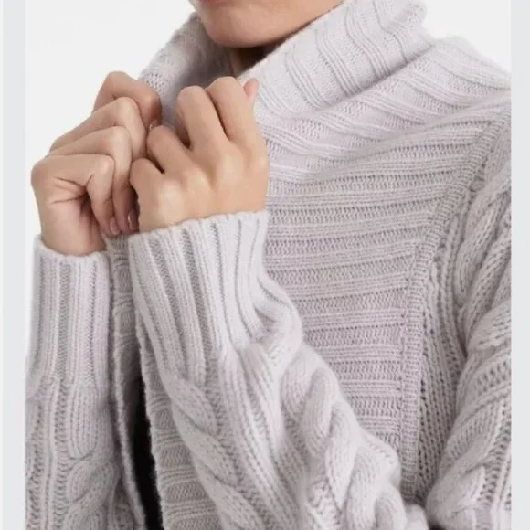 Naked Cashmere Mara Oversized Cableknit Cashmere Cardigan Light Grey XS